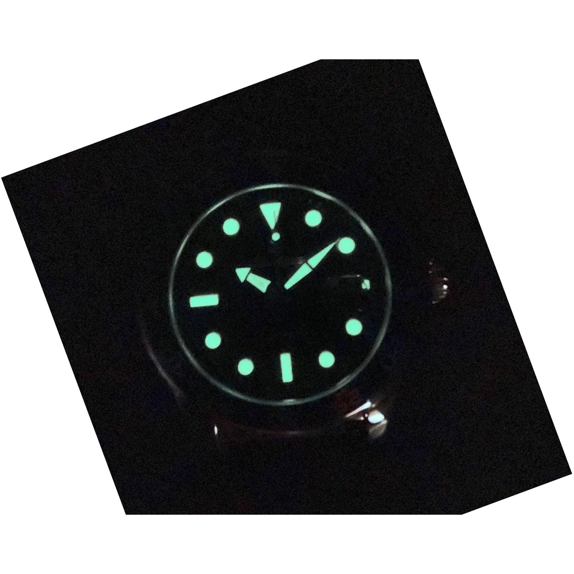 Moonwalker Luminous Black Diver with Perforated Black Leather Cuff