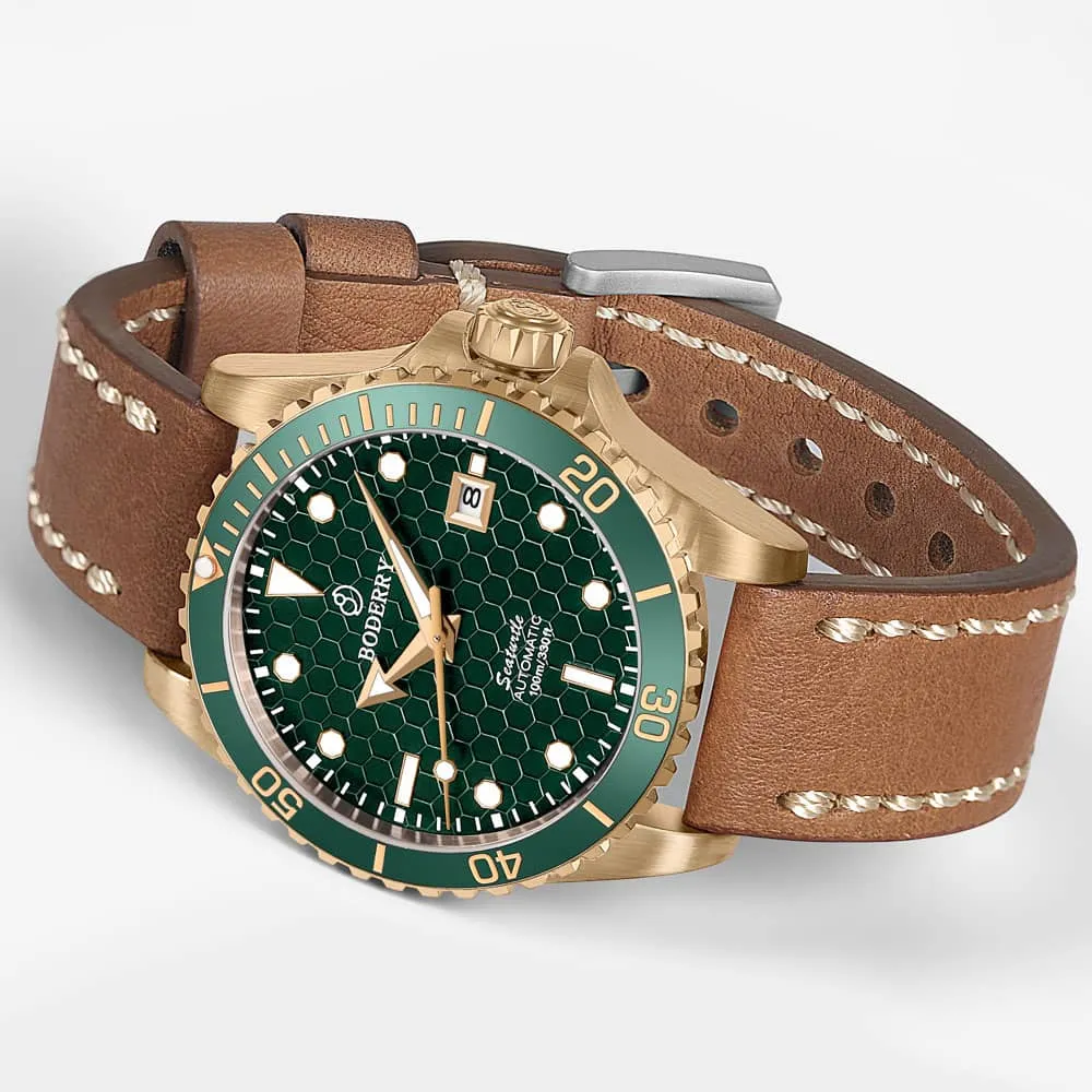 SEATURTLE.OCEAN(BRONZE) - Automatic Bronze Diver Watch | Turtle Green