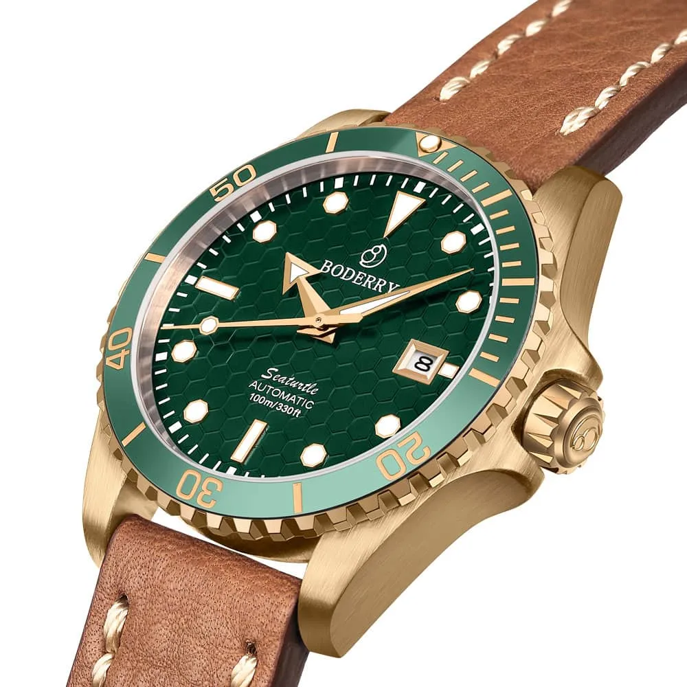 SEATURTLE.OCEAN(BRONZE) - Automatic Bronze Diver Watch | Turtle Green