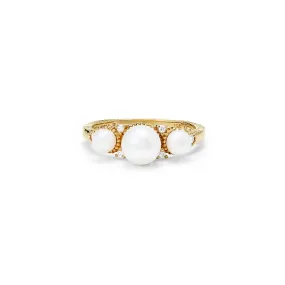 Shima Pearl Ring with Freshwater Pearls and Diamonds in 18K