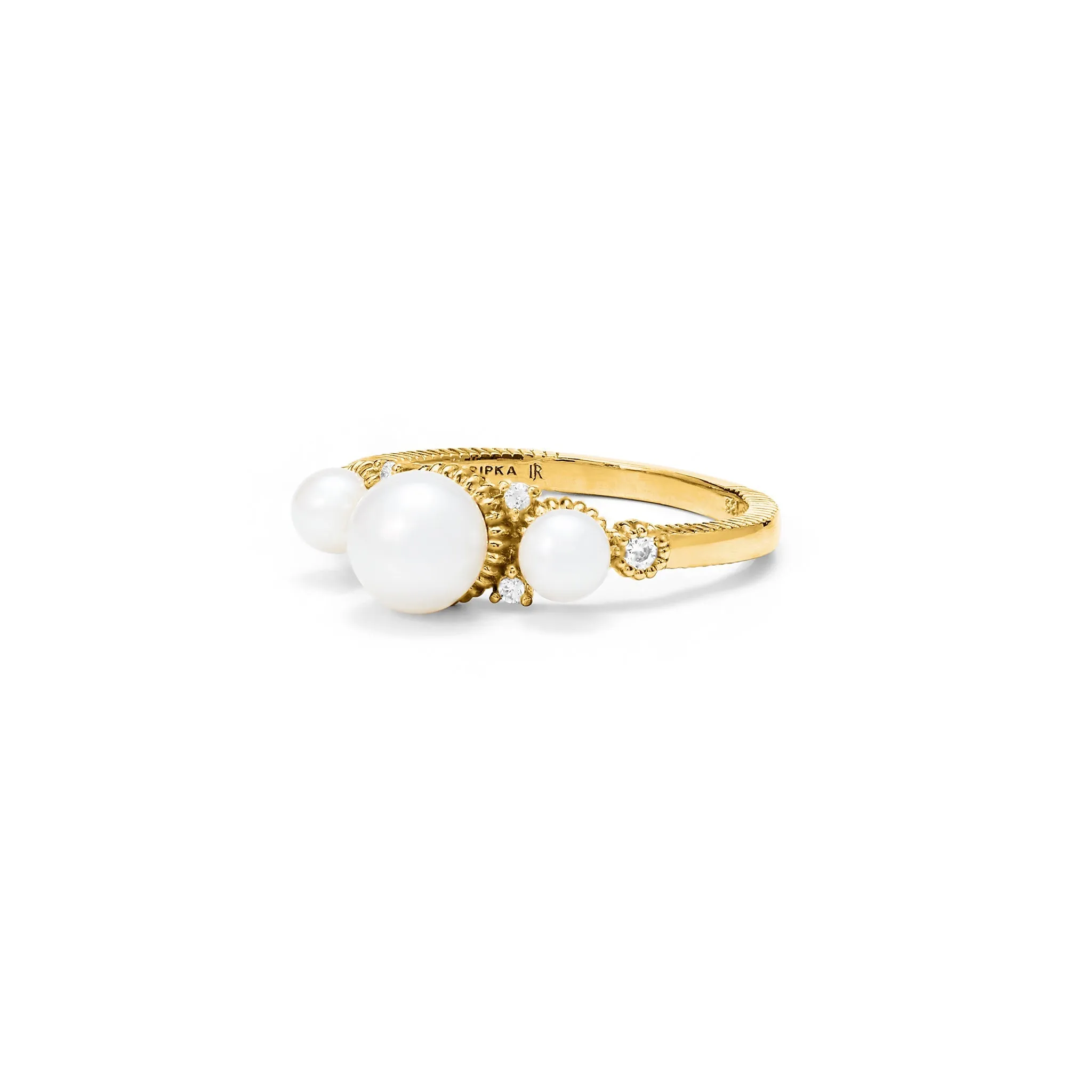 Shima Pearl Ring with Freshwater Pearls and Diamonds in 18K