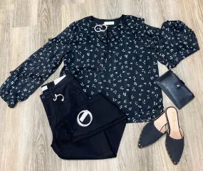 Shimmer Black & White Blouse