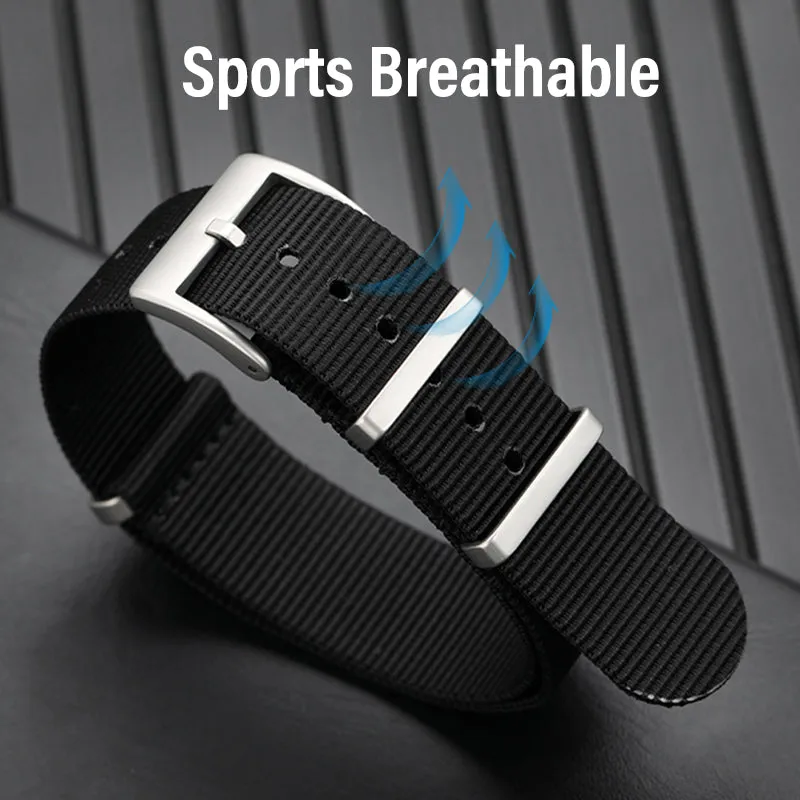 Smooth Nylon Watch Band with Sandblasting Buckle