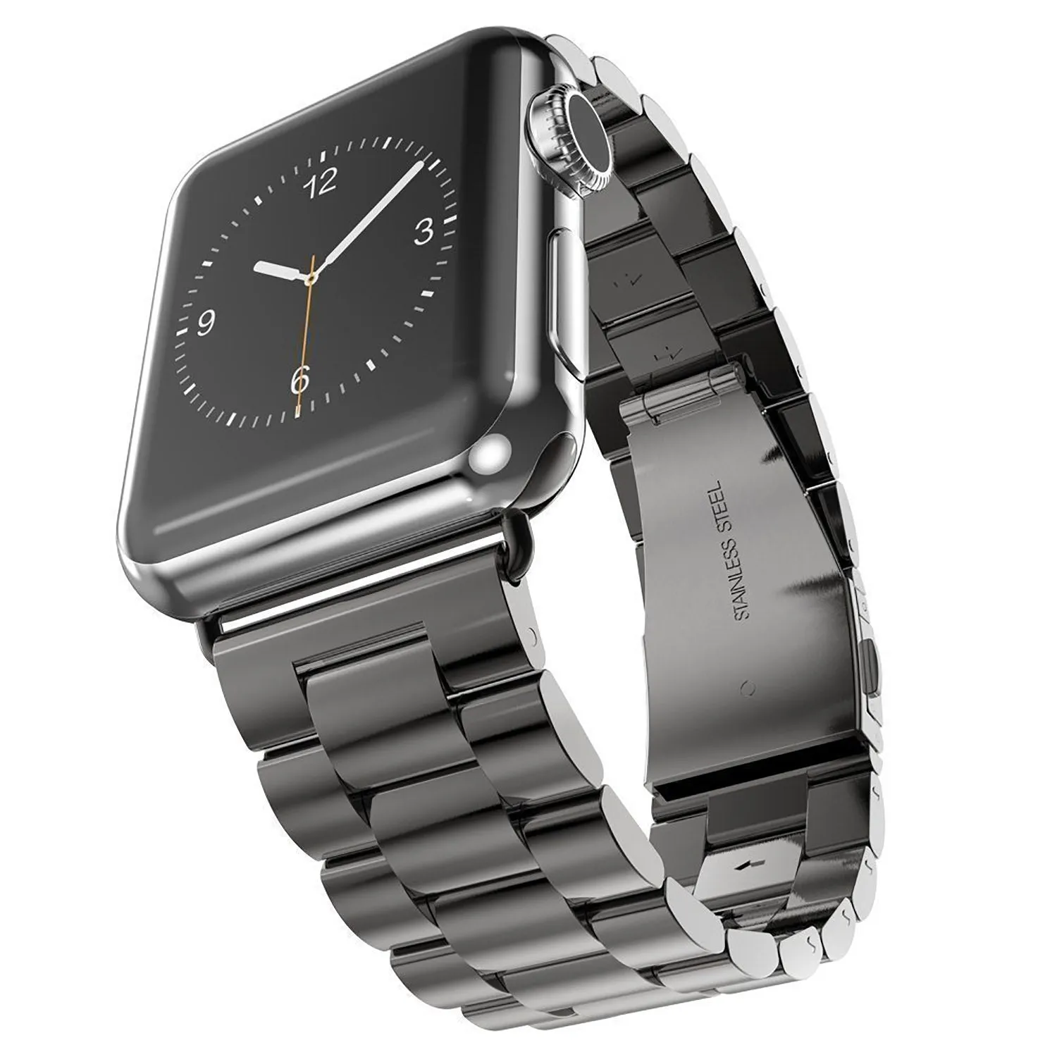 Stainless Steel Linked Watchband Compatible For Use With The Apple Watch® (series 1-10)