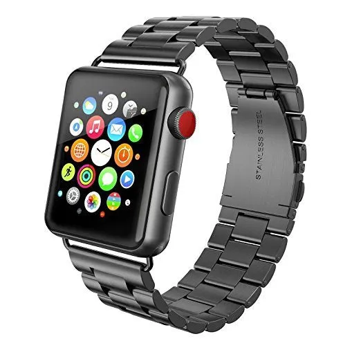 Stainless Steel Linked Watchband Compatible For Use With The Apple Watch® (series 1-10)