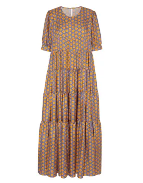 Stella Pink Blue Star Print Silk Maxi Dress