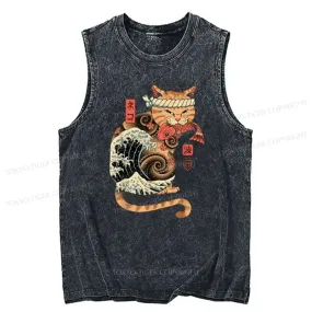 Tokyo-Tiger Catana Wave Cat Tattooed Samurai Art Tank