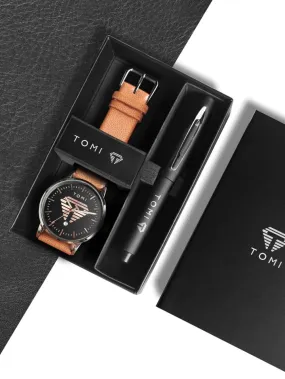 TOMI T-042 Watch With Pen Date Quartz Executive Gift Box Packing