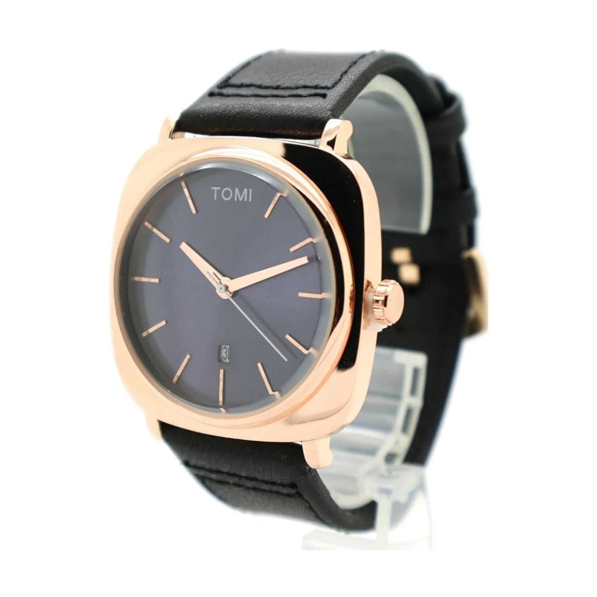 TOMI T-084 Men's Watch Quartz Date Leather Strap