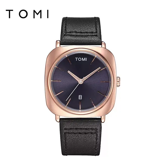 TOMI T-084 Men's Watch Quartz Date Leather Strap