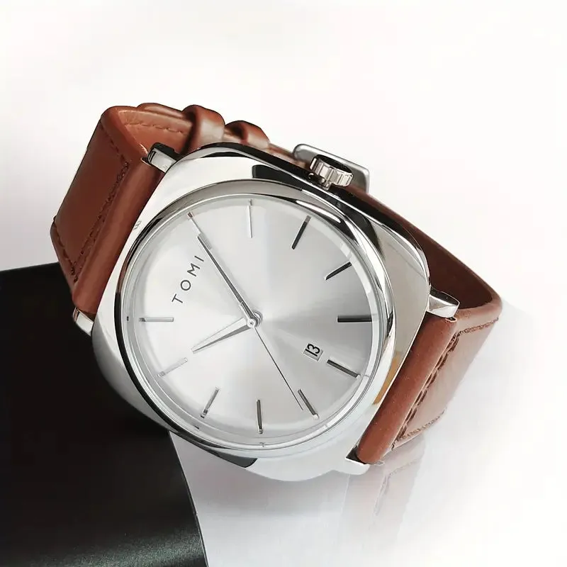 TOMI T-084 Men's Watch Quartz Date Leather Strap