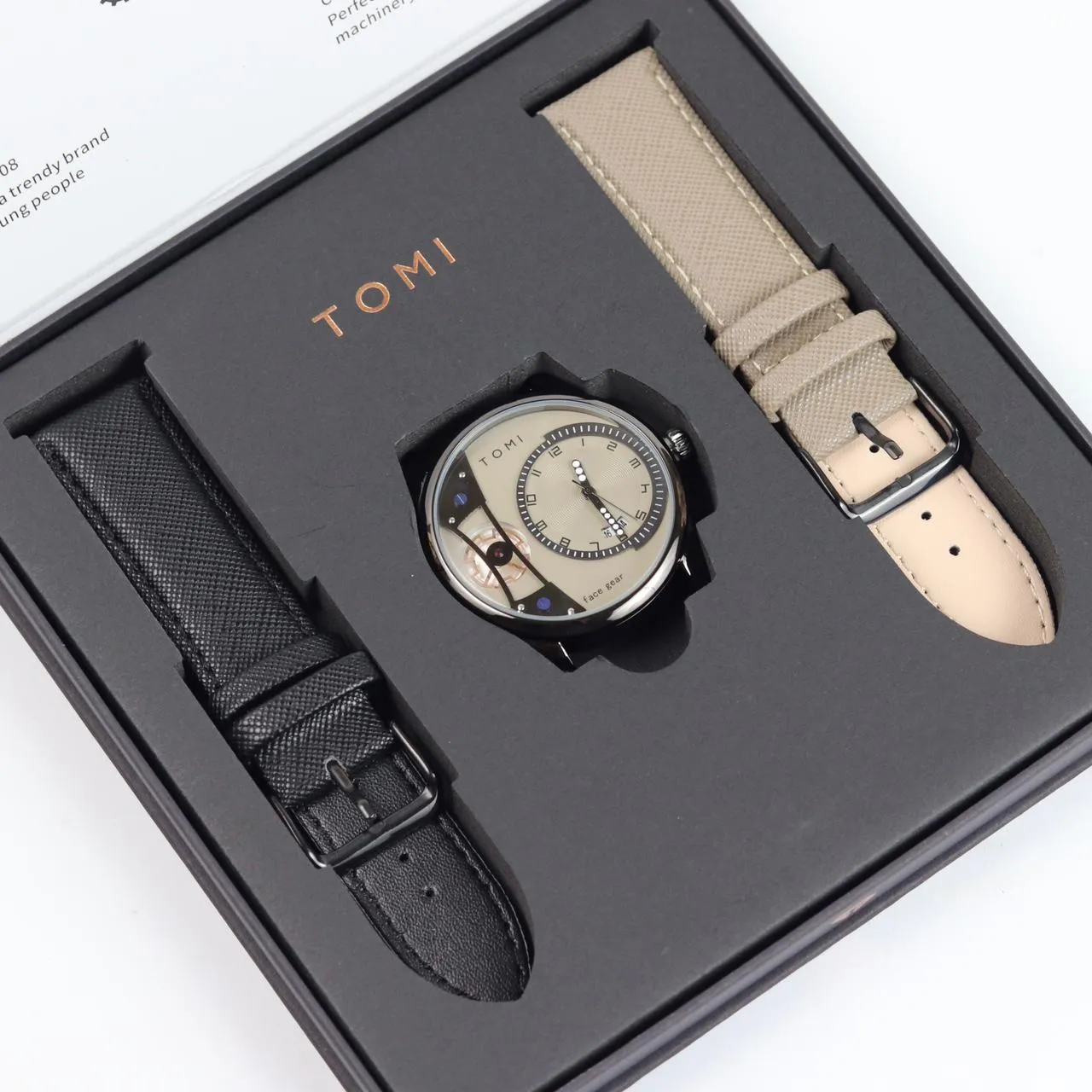 TOMI T-105 Face Gear Dual Strap Luxury Watch