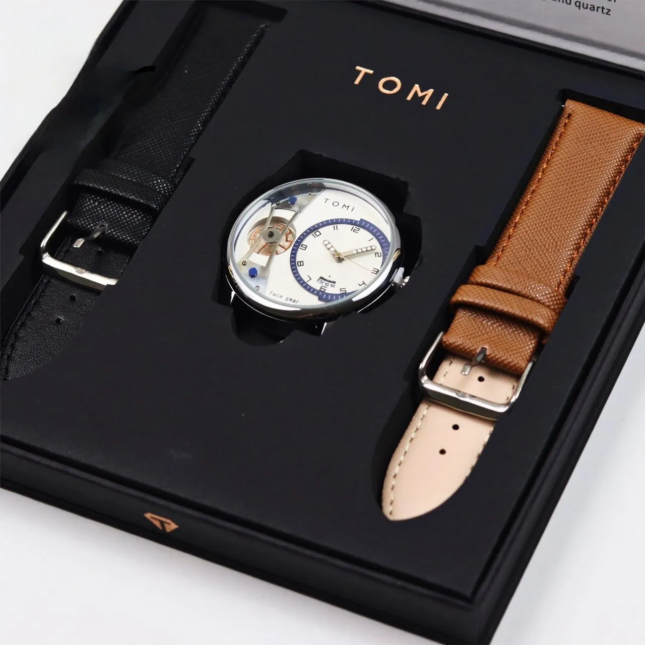 TOMI T-105 Face Gear Dual Strap Luxury Watch