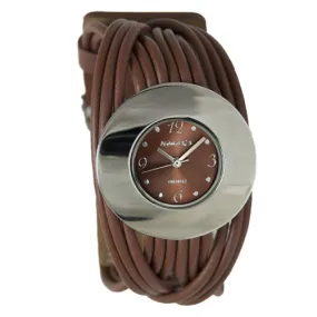 UFO Ladies Brown Watch and Spaghetti Brown Leather Cuff