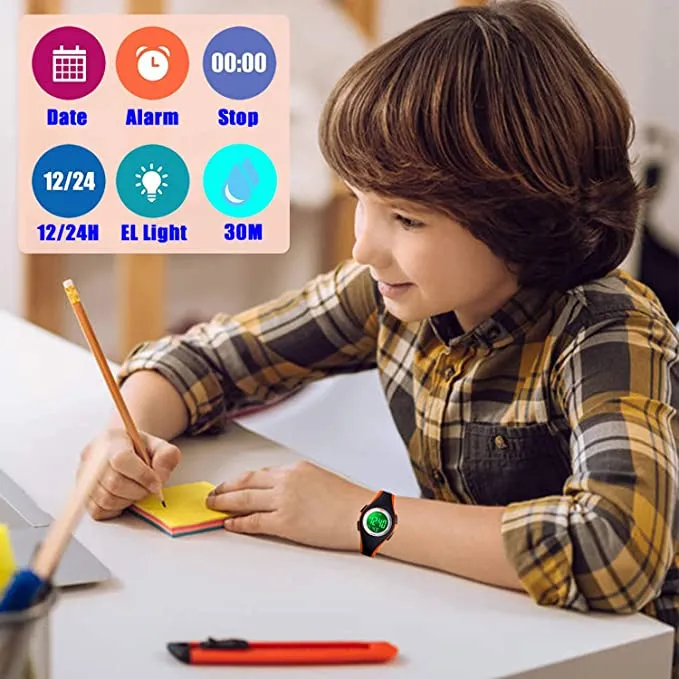 V2A 5ATM Waterproof Digital Kids Sports Watch for Boys and Girls