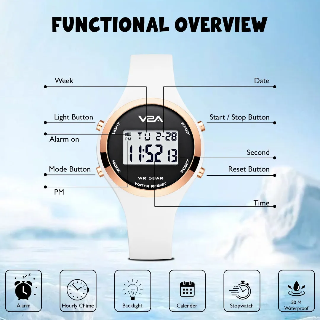 V2A Analog Digital Waterproof Fashion Sports Watch with Backlight Alarm Stopwatch for Women and Girls