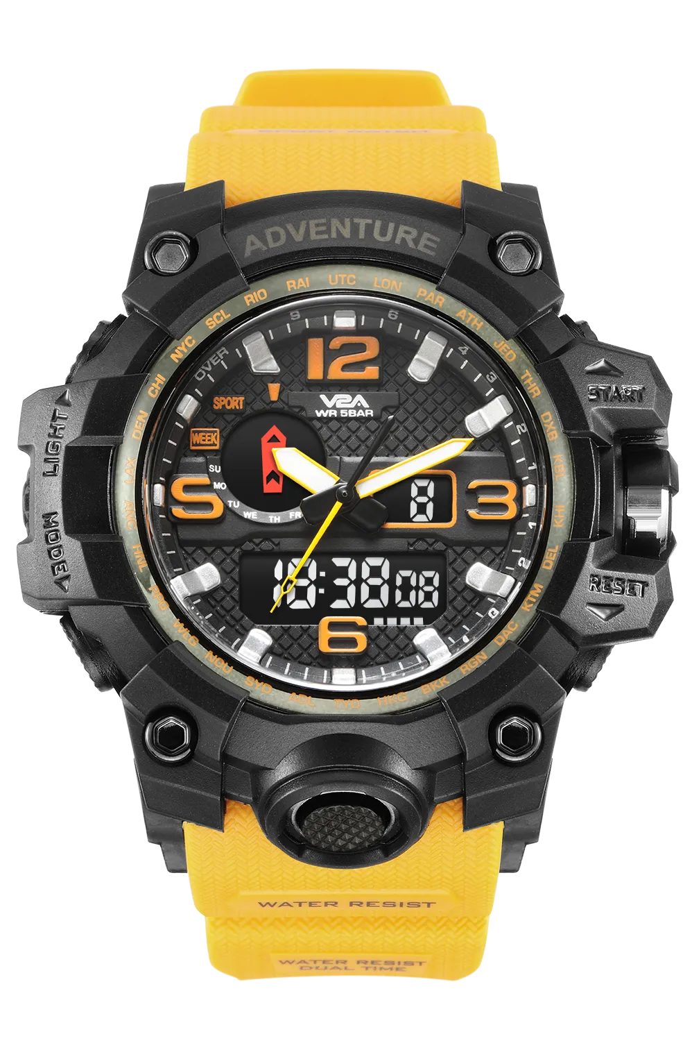 V2A Army Black Chronograph Shockproof Waterproof Analog-Digital Date Display Sports Watch for Men