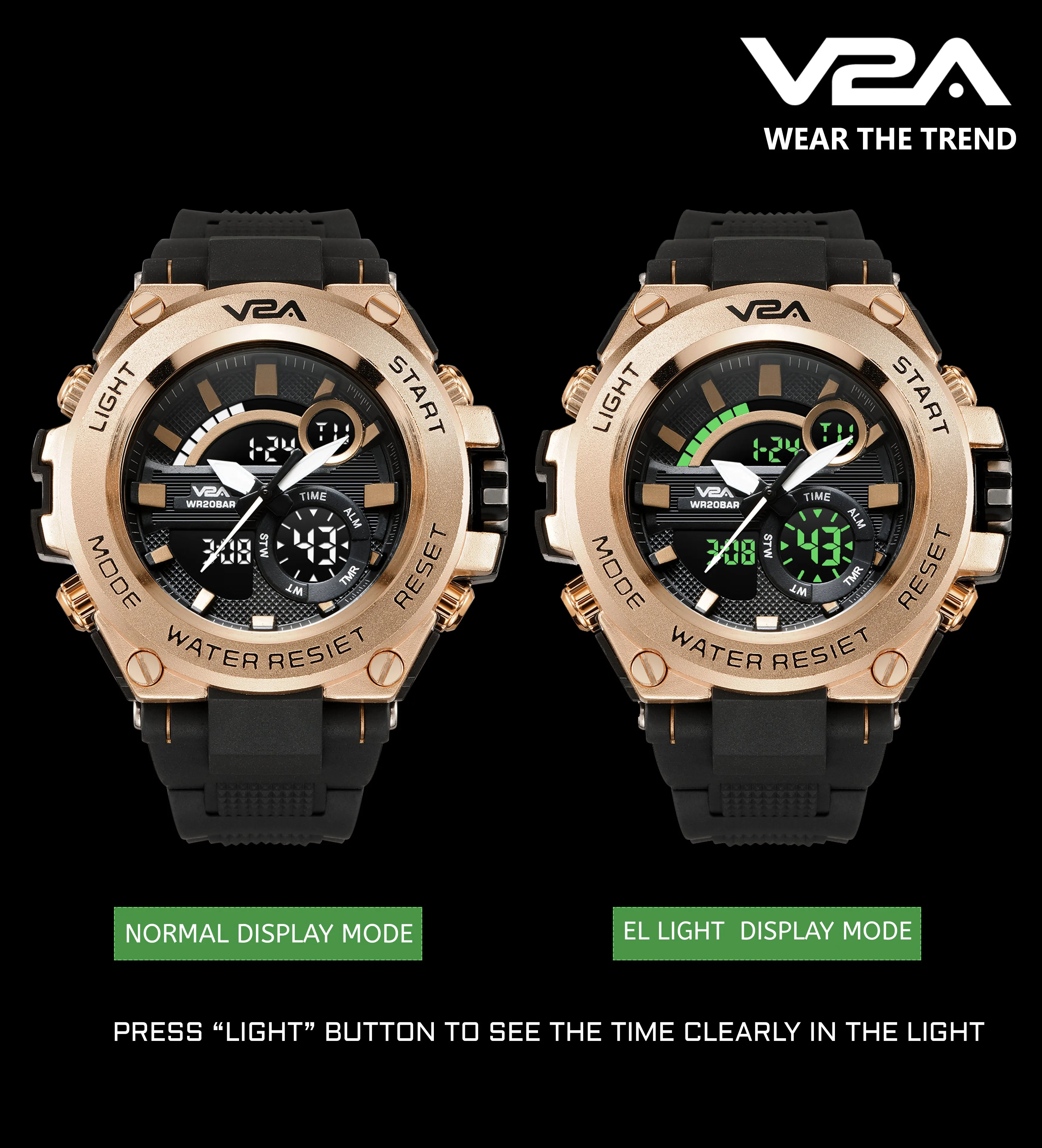 V2A Chronograph Analogue And Digital Sports Watch For Men and Boys