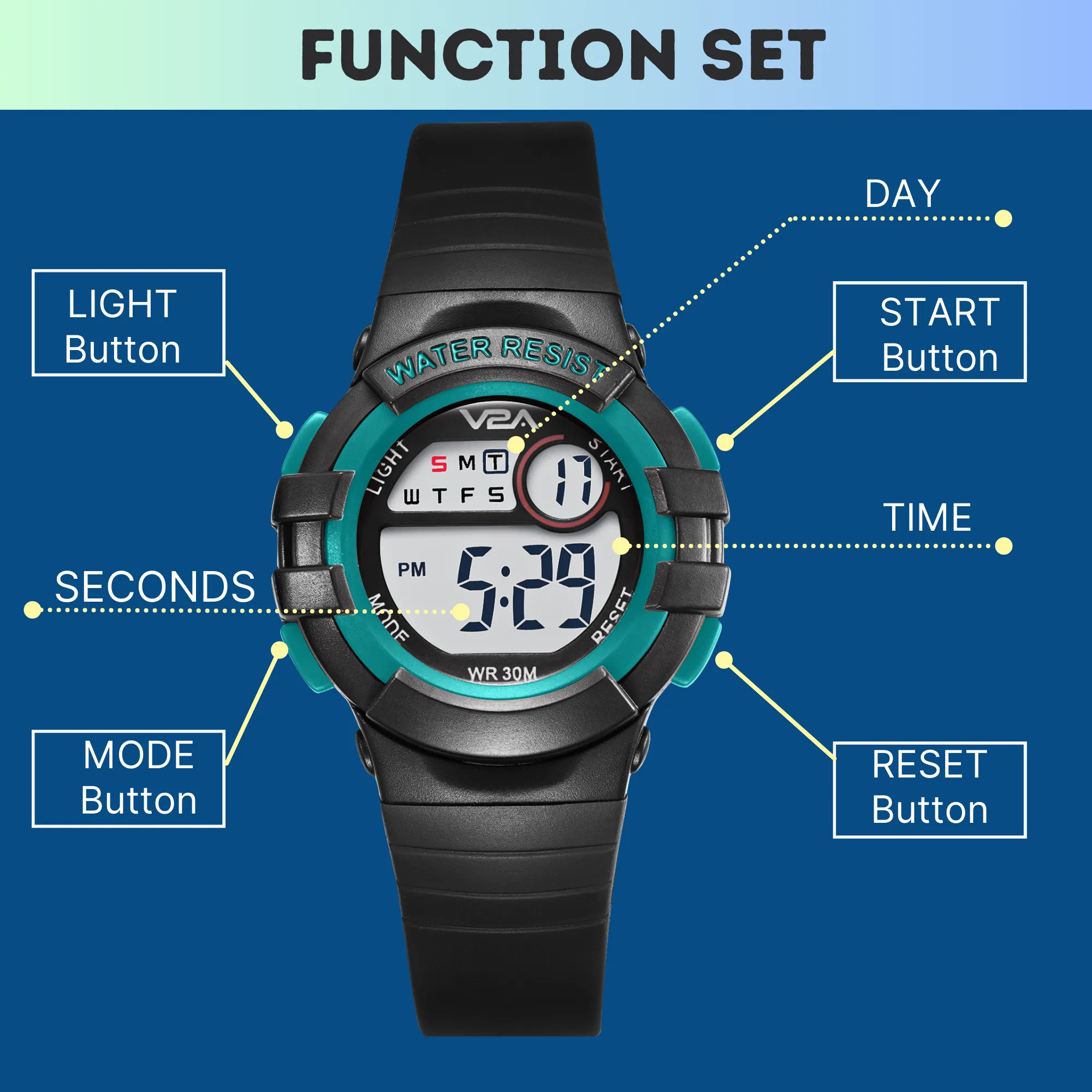 V2A Digital Watch for Boys – Kids Between 3 to 10 Years of Age Multi-Functional 30 M Waterproof Digital Sports Watches for Boys| Watch for Kids Age 3 5 6 7 8