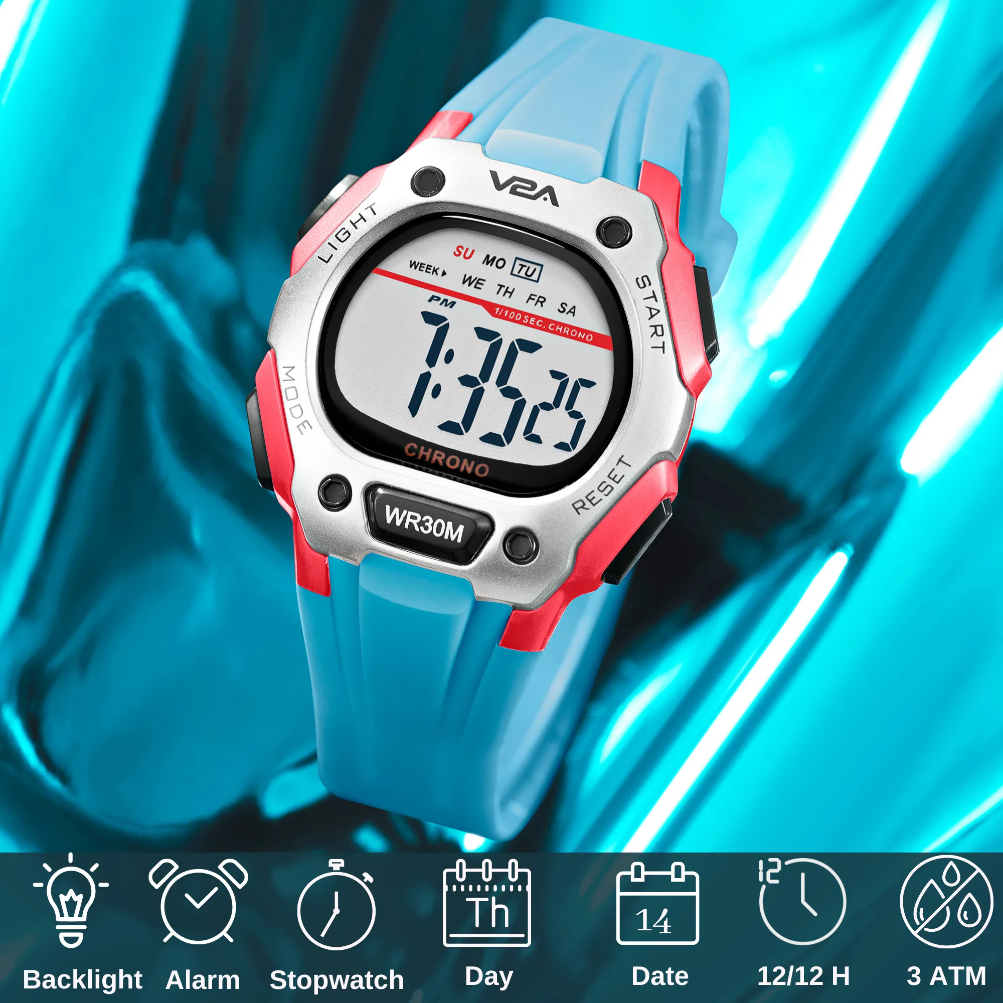 V2A Digital Water Resistant Kids Blue and Orange Sports Watch for Boys | Watch for Kids Boys | Kids Watches for Boys | Watches for Kids boy