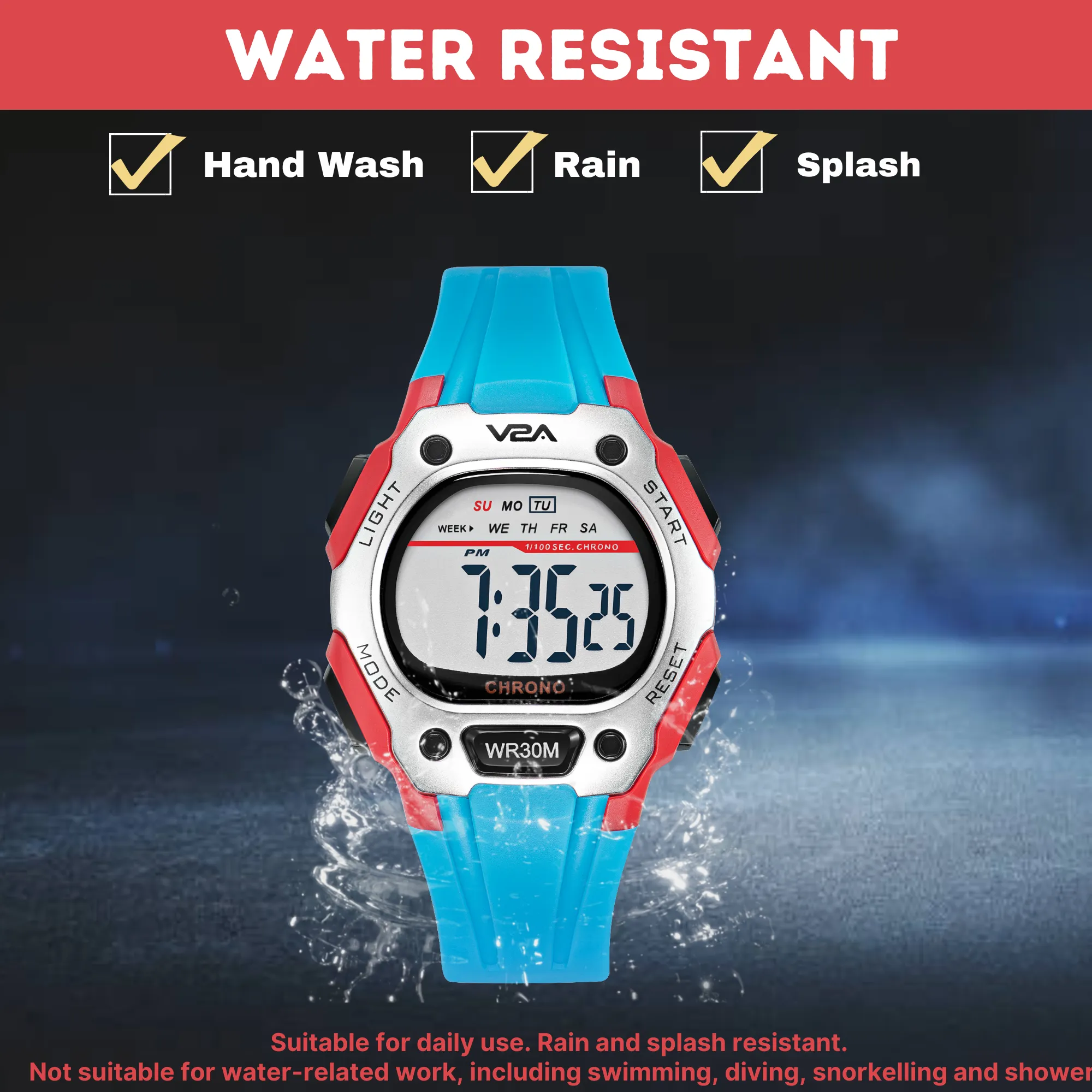 V2A Digital Water Resistant Kids Blue and Orange Sports Watch for Boys | Watch for Kids Boys | Kids Watches for Boys | Watches for Kids boy