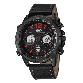 V2A Fashion Casual Wear Multi-Function Genuine Leather Chronograph Water-Resistant Watch For Men And Boys