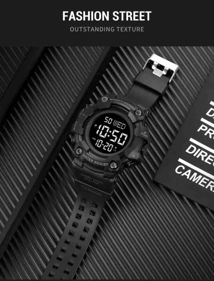 V2A Men Big and Bold Digital Sports Watch with Dual Time Stopwatch Countown Timer 5 ATM Waterproof Digital Sports Watch for Men