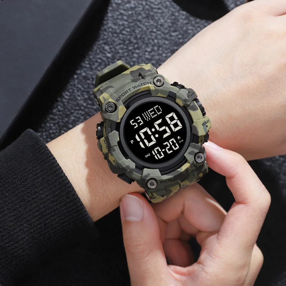 V2A Men Big and Bold Digital Sports Watch with Dual Time Stopwatch Countown Timer 5 ATM Waterproof Digital Sports Watch for Men