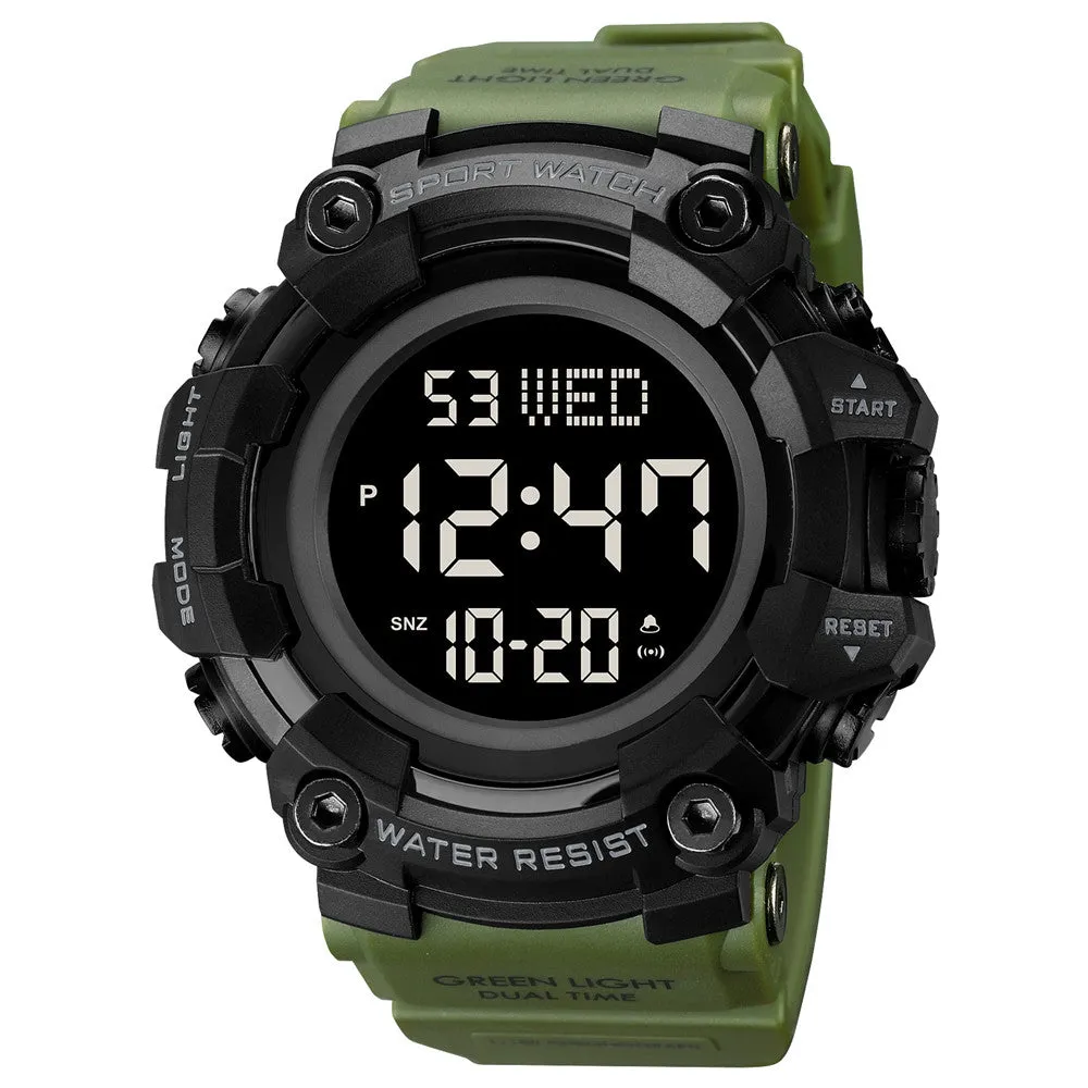 V2A Men Big and Bold Digital Sports Watch with Dual Time Stopwatch Countown Timer 5 ATM Waterproof Digital Sports Watch for Men