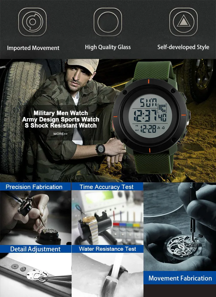 V2A S-Shock Military Green Analog Digital Fashion Sport Watches for Men's and Boys