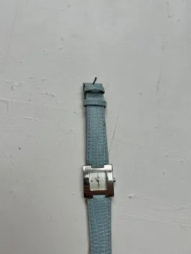 Vintage baby blue silver leather bracelet watch jewelry