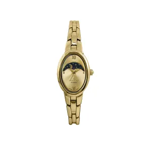 Women's Gold 30x25mm Sun Moon Dial Link Bracelet Watch