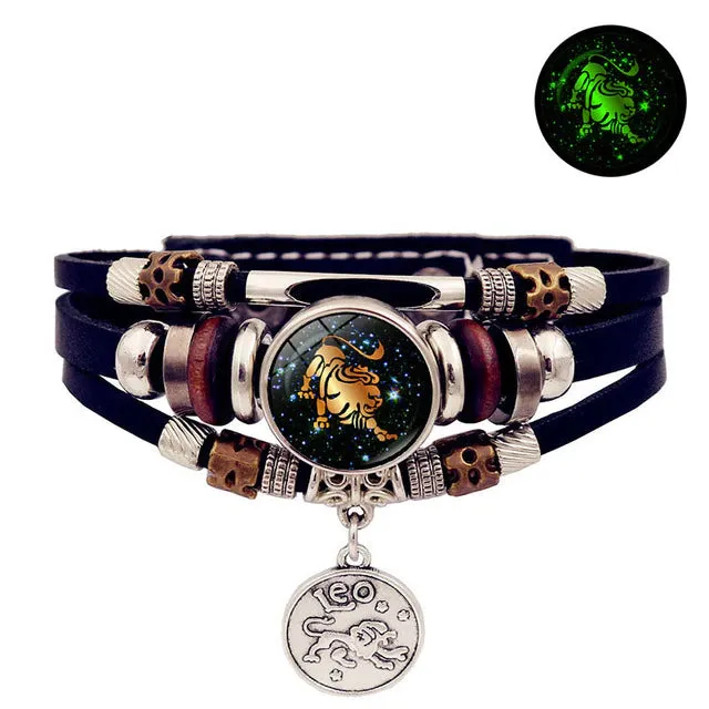 Women's  Star Sign Leather Bracelet